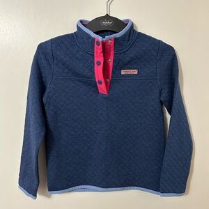 Vineyard Vines Kids' Blue and Pink Quilted Pullover